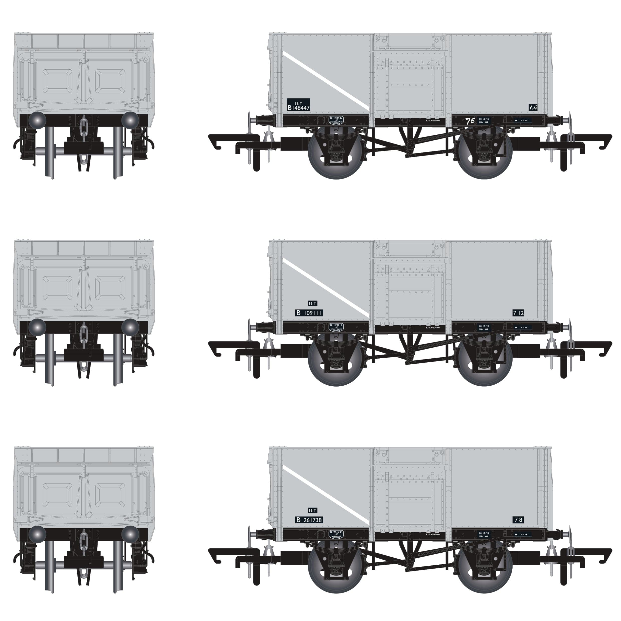 BR 16T Mineral - 1/109 - BR Freight Grey (Original text on black panels) - Pack F