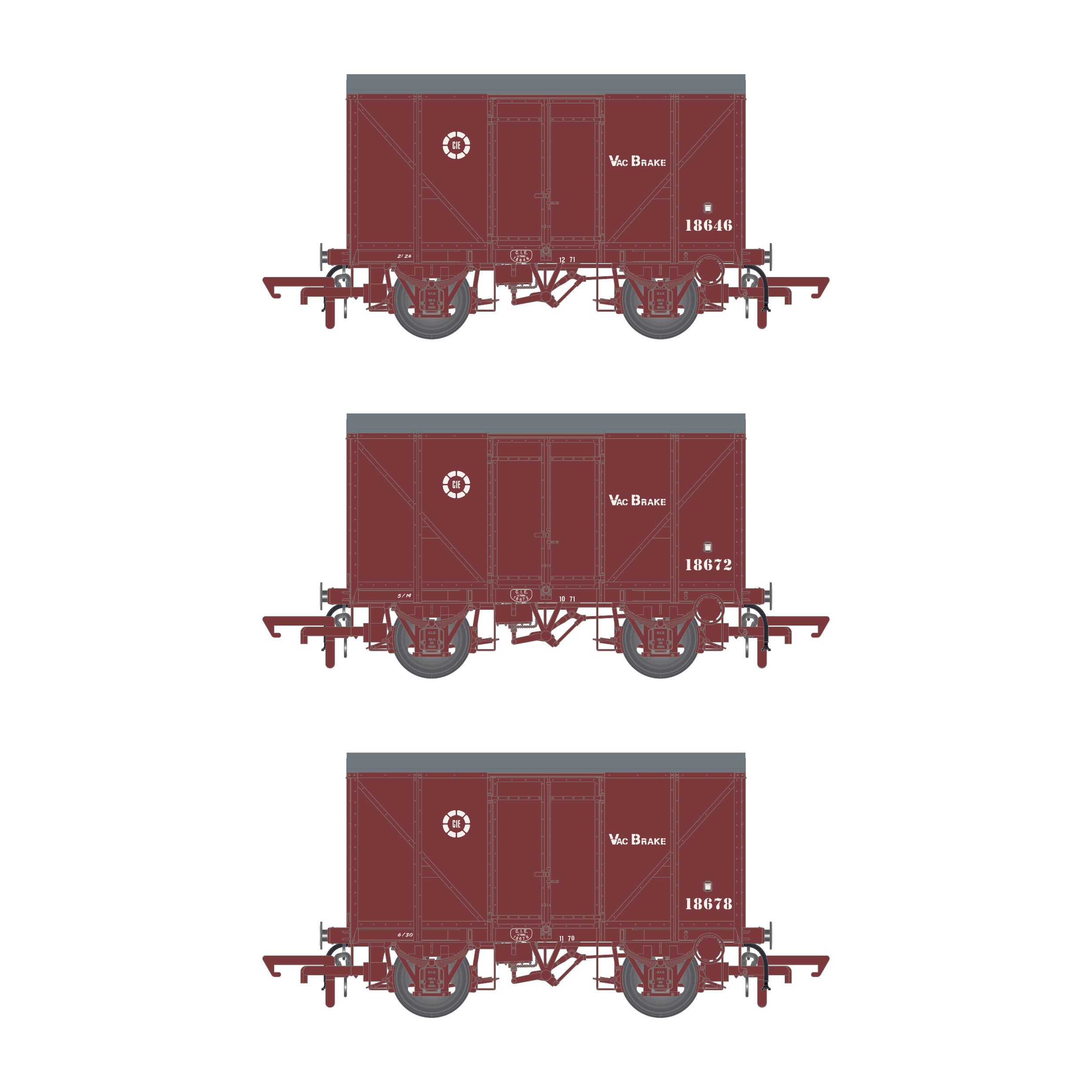 CIE Bulleid H Van - Brown (CIE roundel era) - vacuum fitted - Pack 1