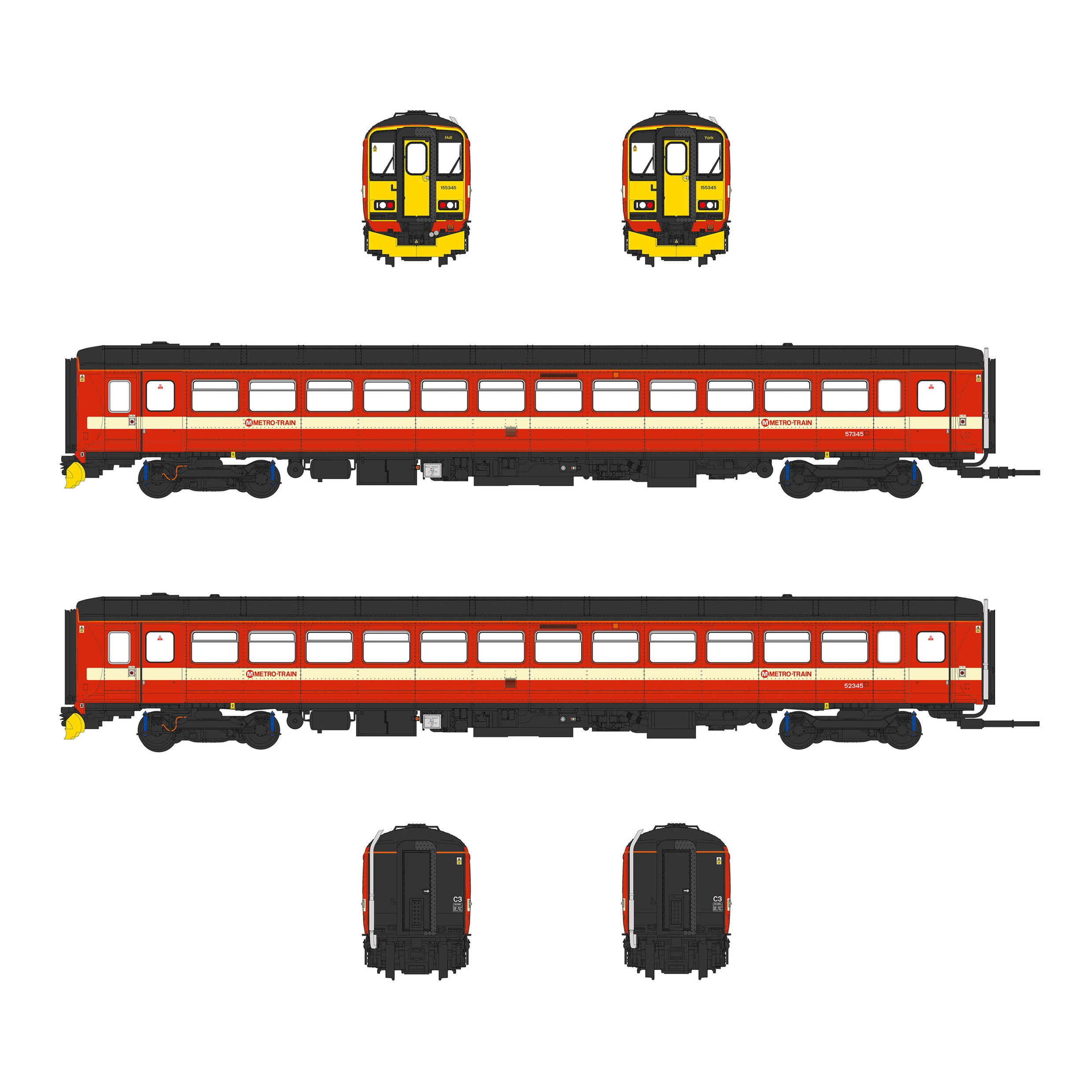 Class 155 - West Yorkshire PTE - 155345 - OO Scale - DCC Sound Fitted
