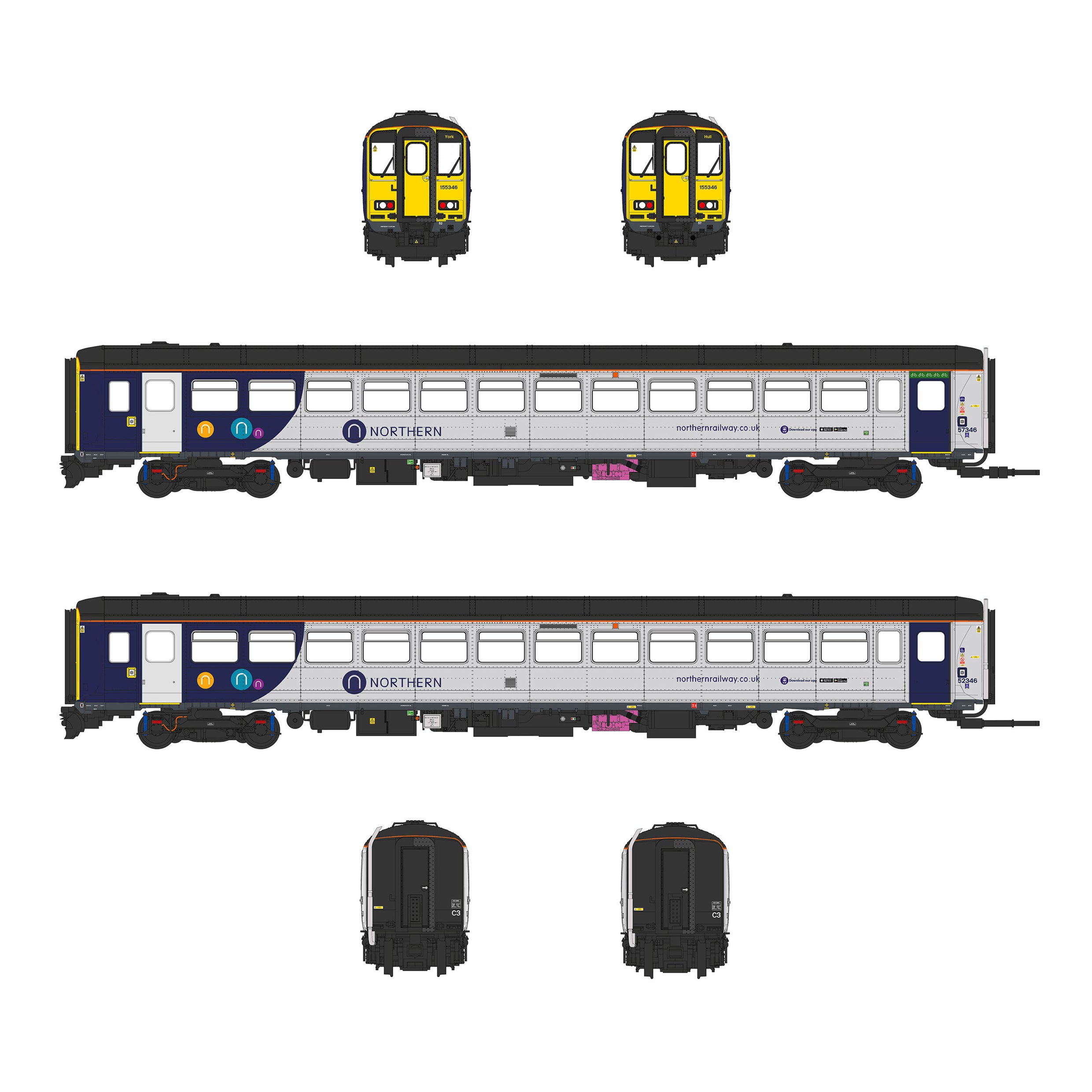 Class 155 - Northern - 155346 - OO Scale - DCC Sound Fitted
