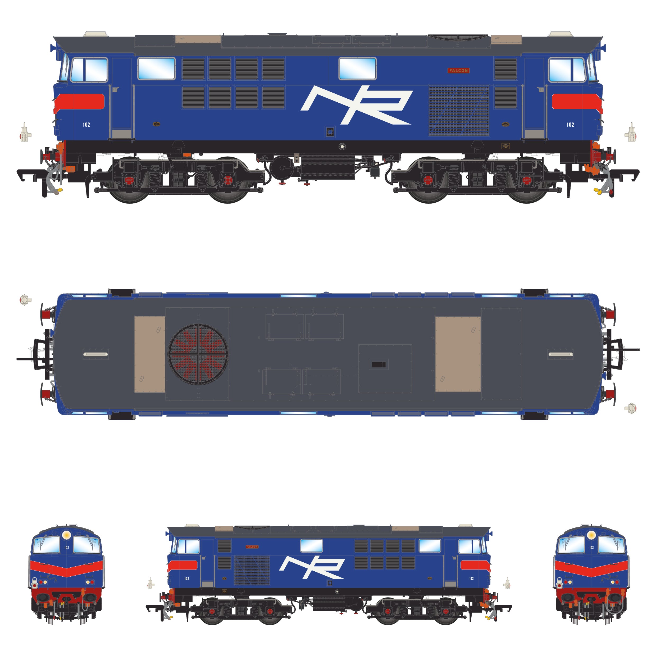 102 'Falcon' NIR Blue, with Red Chevrons - DCC Sound