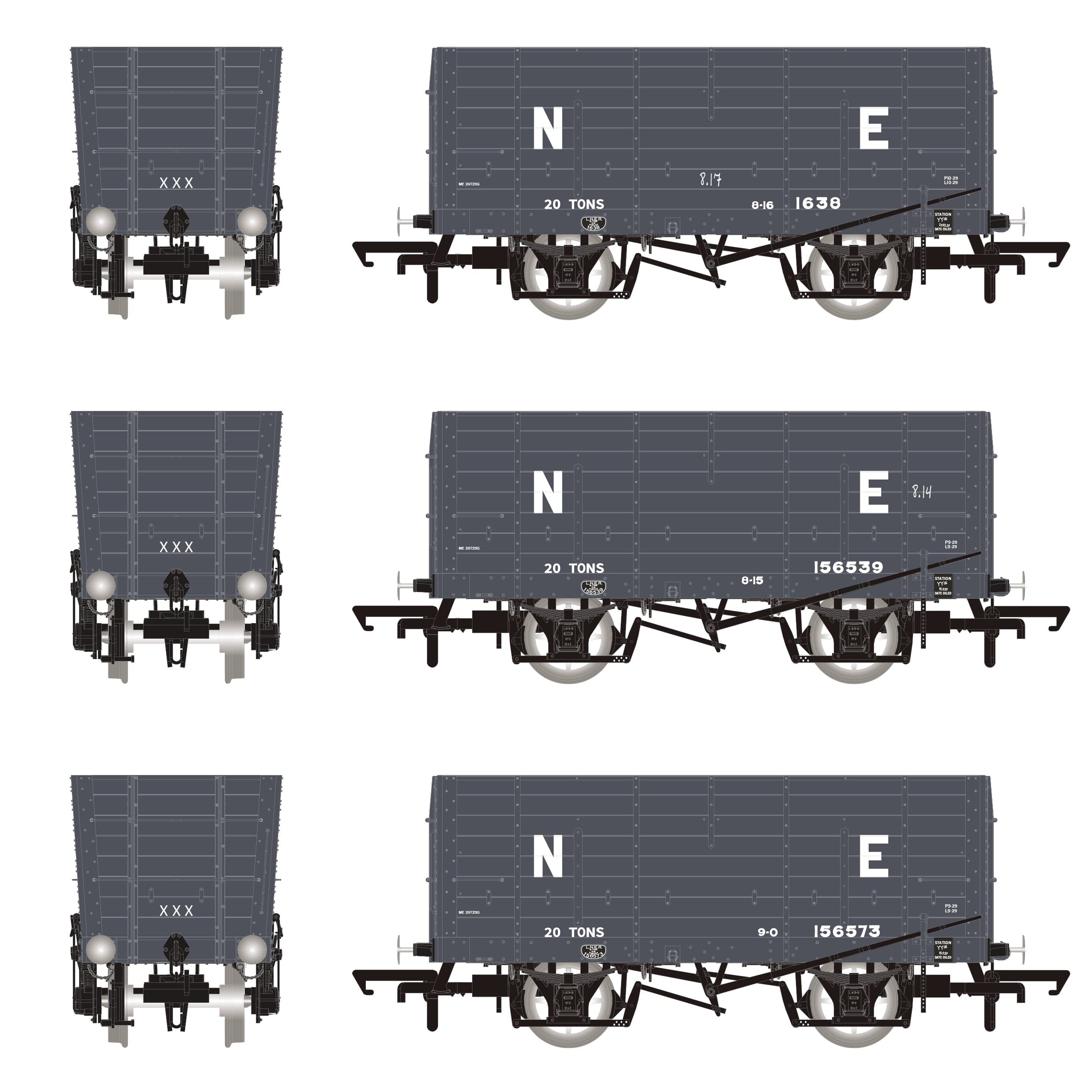 P7 Hopper - LNER Grå - Triple Pack