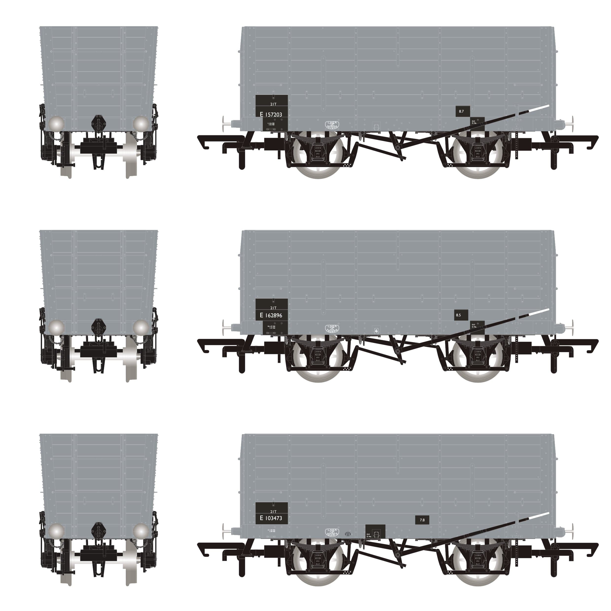 DGM 12 Hopper - BR Grey, with black panels - Triple Pack